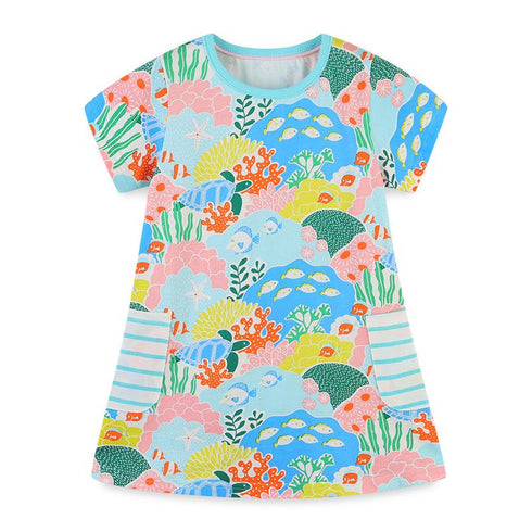 Summer Girl's Short-Sleeve Knit Dress